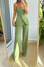 BRIA | Strapless Buttoned Two-Piece Set