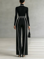 Solana | Long Sleeve Turtleneck and Wide Leg Pants Set with Belt